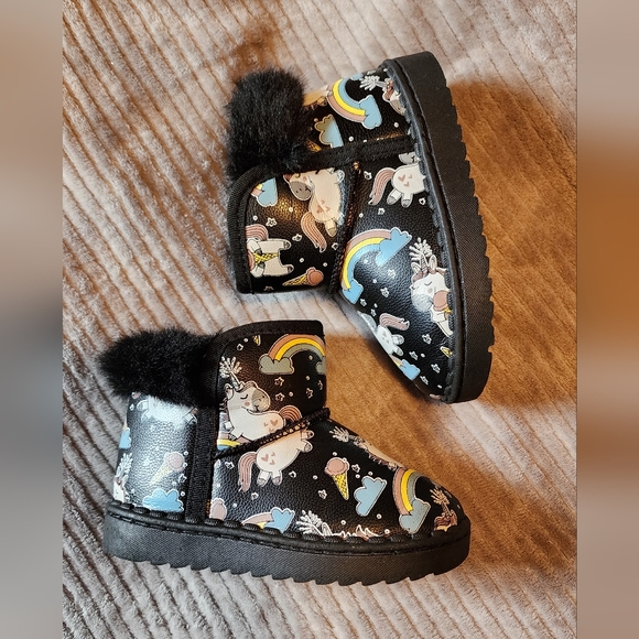Other - Unicorn Black Fur Toddler Winter Boots